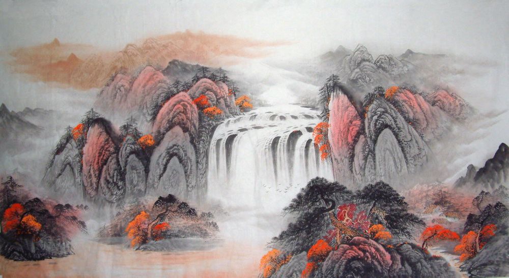 Chinese Waterfall Painting 