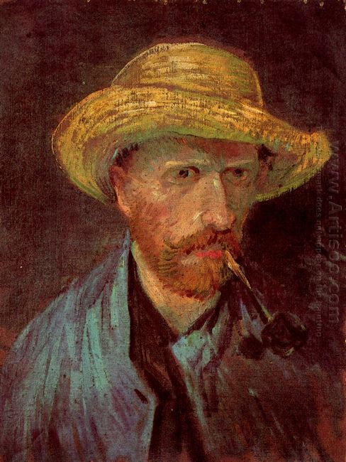 Self Portrait with Straw Hat and Pipe 1887
