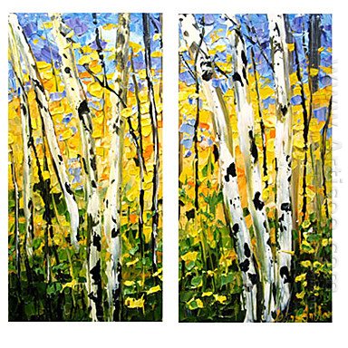 Hand-painted Abstract Oil Painting - Set of 2