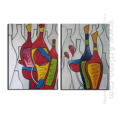 Hand-painted Abstract Oil Painting - Set of 2