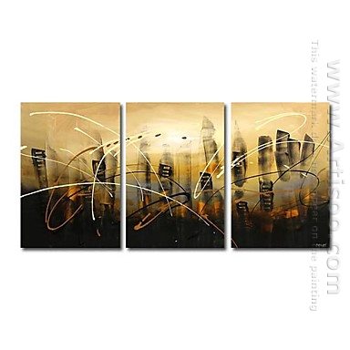 Hand-painted Abstract Oil Painting - Set of 3