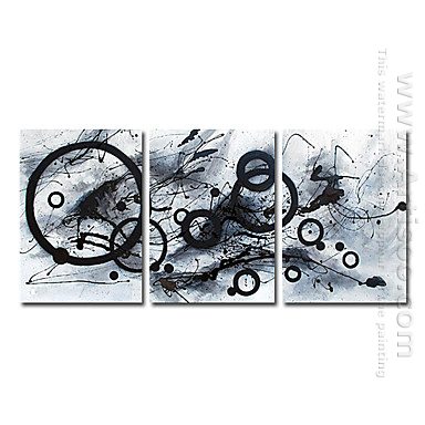 Handmålade Abstrakt oljemålning - Set om 3