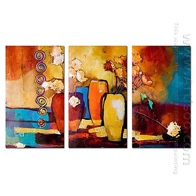 Hand-painted Abstract Oil Painting - Set of 3