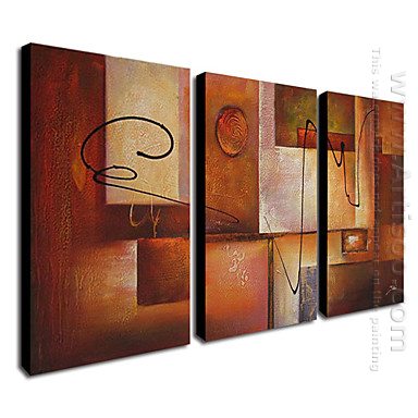 Hand-painted Abstract Oil Painting - Set of 3