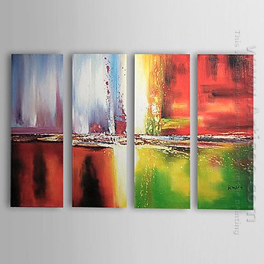 Hand-painted Abstract Oil Painting - Set of 4