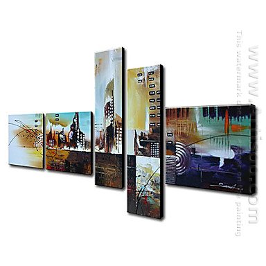 Hand-painted Abstract Oil Painting - Set of 4