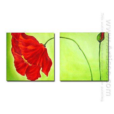 Hand-painted Floral Oil Painting - Set of 2