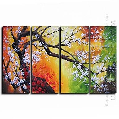 Tangan-Dicat Floral Oil Painting - Set 4