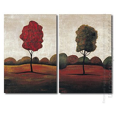 Dipinti a mano olio pittura di paesaggio - Set di 2