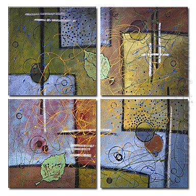 Hand-painted Oil Painting Abstract Oversized Square - Set of 4