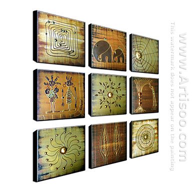 Hand-painted Oil Painting Abstract Oversized Square - Set of 9