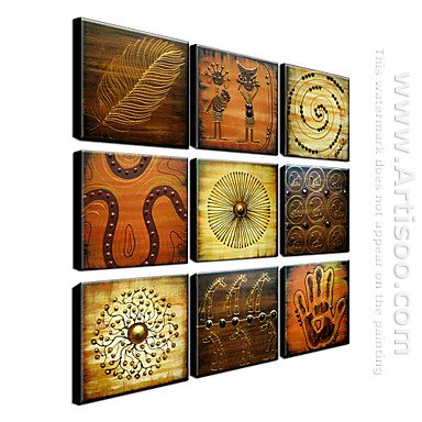 Hand-painted Oil Painting Abstract Oversized Square - Set of 9