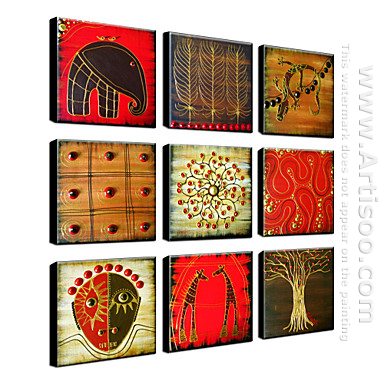 Hand-painted Oil Painting Abstract Oversized Square - Set of 9