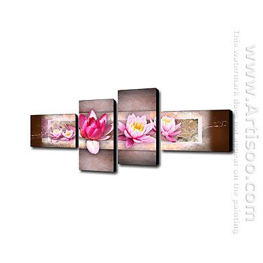 Hand Painted Oil Painting Floral - Set of 4