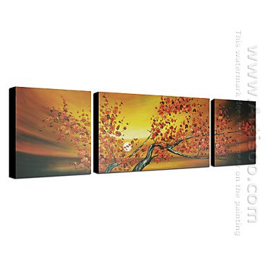 Hand-painted Oil Painting Foloral Oversized Wide - Set of 3