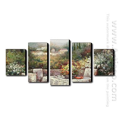 Tangan-Dicat Oil Painting Landscape Landscape - Set Dari 5