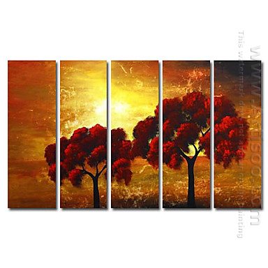 Hand-painted Oil Painting Landscape Oversized Wide - Set of 5