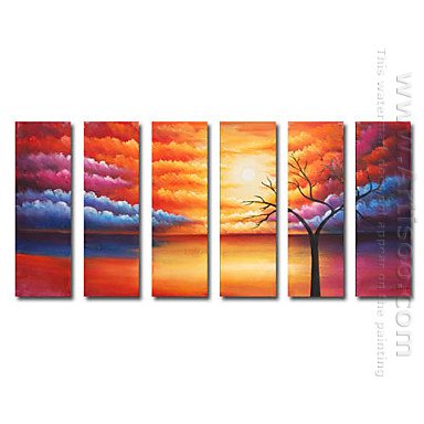 Hand-painted Oil Painting Landscape Oversized Wide - Set of 6