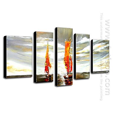 Hand-painted Oil Painting Landscape Vessel - Set of 5