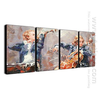 Hand-painted Oil Painting People Landscape - Set of 4