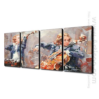 Hand-painted Oil Painting People Landscape - Set of 4