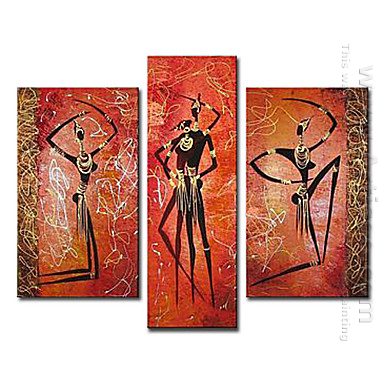Hand-painted Oil Painting People Oversized Wide - Set of 3