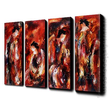 Hand Painted Oil Painting People - Set of 4