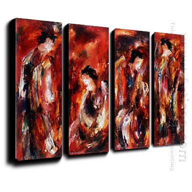 Hand Painted Oil Painting People - Set of 4