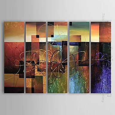 Hand-painted Abstract Oil Painting - Set of 5