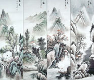 Chinese Four Screens landscape paintings