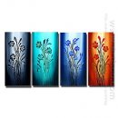 Handbemalte Blumenölgemälde - Set von 4