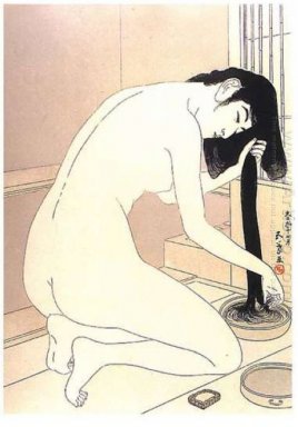 Женщина мытье волос