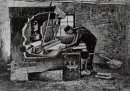 Уивер стоя перед ткацкий станок 1884