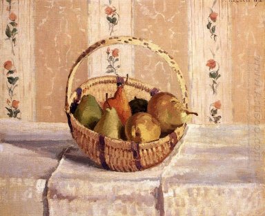 äpplen och päron i en rund korg 1872