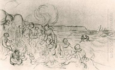 A Group Of Figures On The Beach