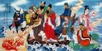 Oito Imortais Atravessam o Mar - Pintura Chinesa