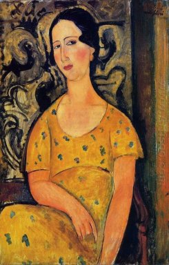 Giovane donna in un vestito giallo Modot madame 1918