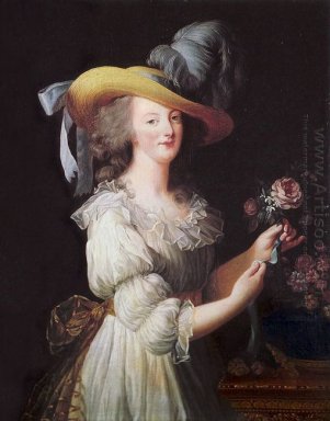 Marie Antoinette in een neteldoek jurk