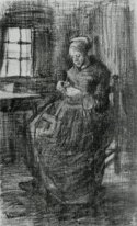Interior con la mujer campesina Costura 1885 4