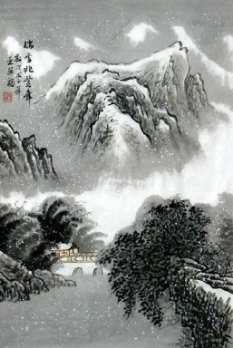 Berg im Schnee - Chinesische Malerei