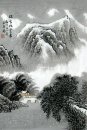 Mountain i snön - kinesisk målning