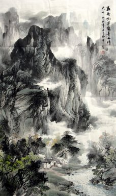 Montagnes, l\'eau - peinture chinoise