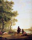 Italian landscape with travellers