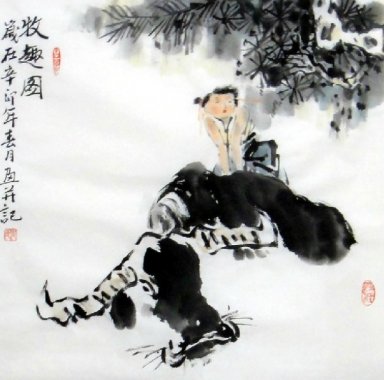 Ragazzo, pittura cow-Cinese