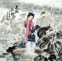 En av fyra antika Beauties-Xisi-kinesisk målning