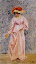 Porträt von Jeanne in einem rosa Kleid