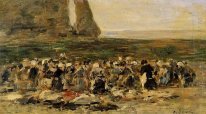 Etretat Laundresses On The Beach Low Tide