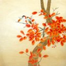 Röda blad Fåglar - kinesisk målning