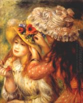 Meninas Colocar flores em seus chapéus 1894