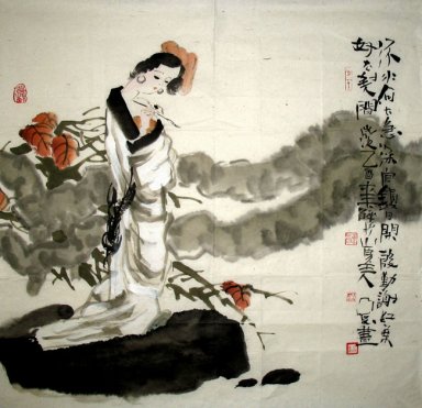 Moe meisje Pijuan - Chinees schilderij